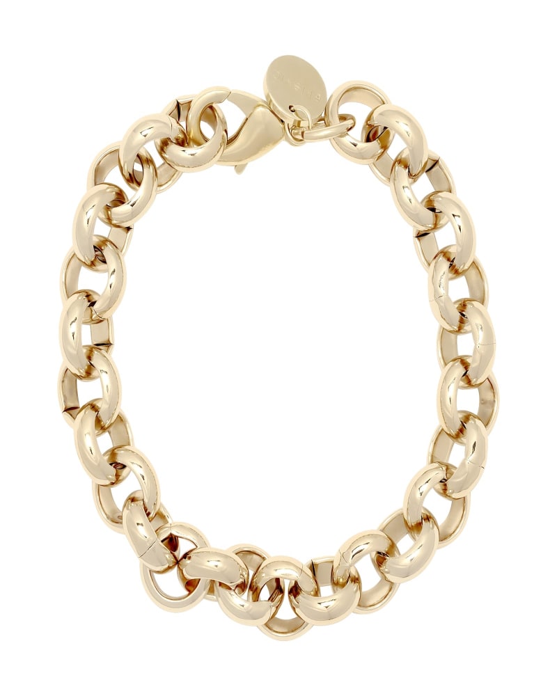 Front of a size 9" Royal Bracelet 9" Gold in Gold by Eklexic. | dia_product_style_image_id:282489